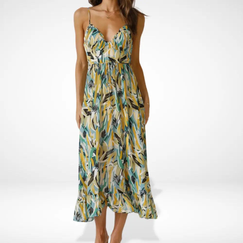 Yamy | Robe midi imprimée à bretelles