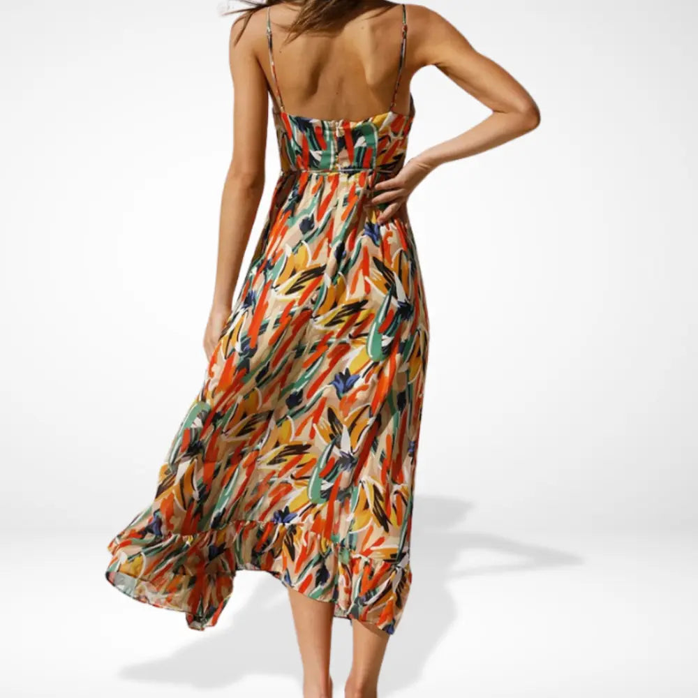 Yamy | Robe midi imprimée à bretelles