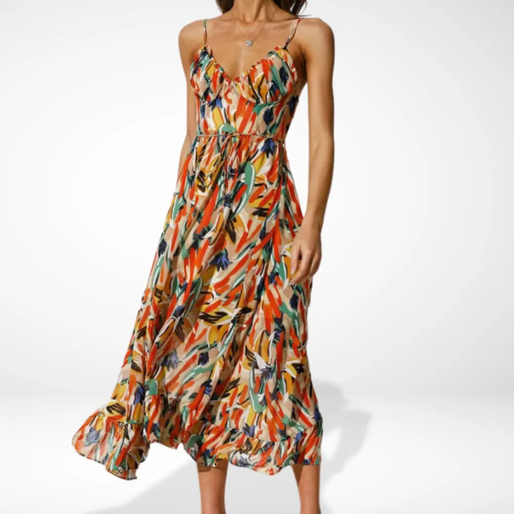 Yamy | Robe midi imprimée à bretelles