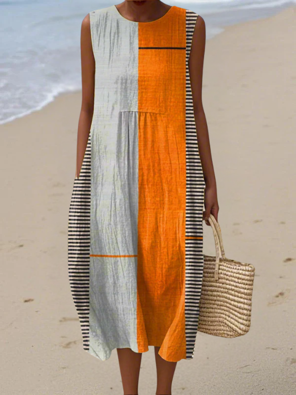 May™ Robe Midi à Blocs de Couleur