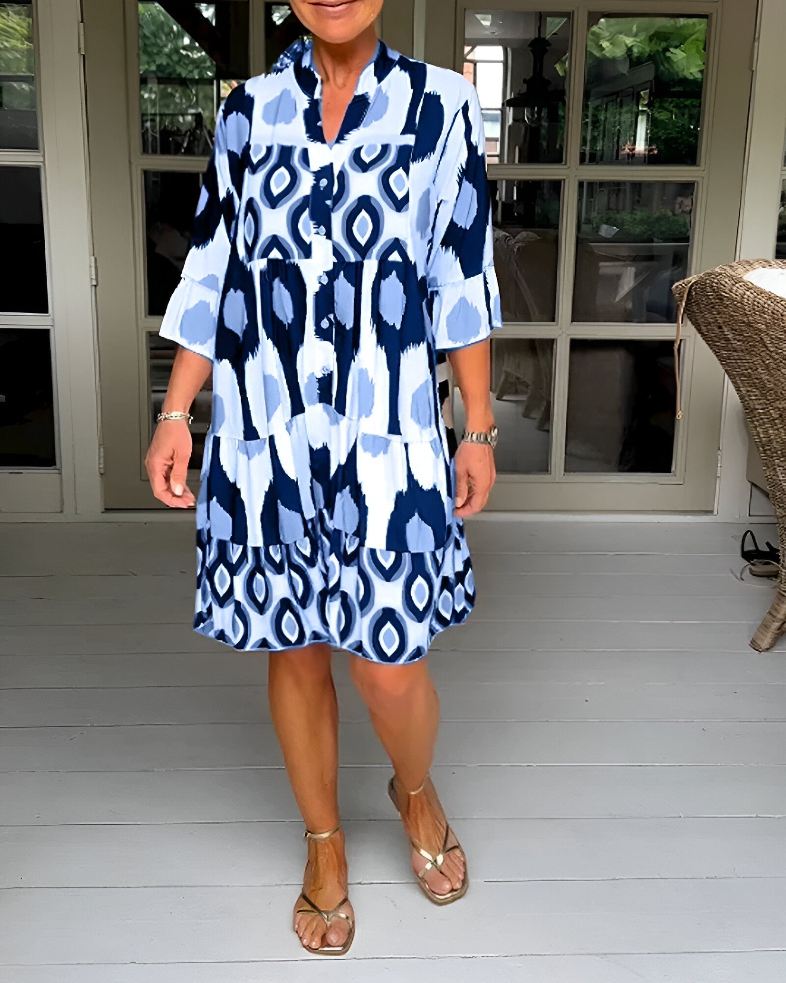 PARKER | Robe Midi Géométrique à Volants pour un Style Boho Audacieux