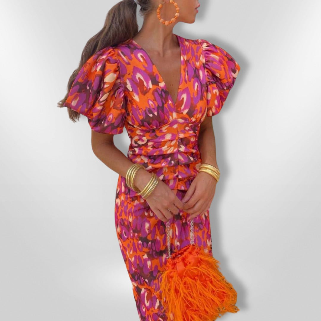 Noor™ | Robe Mi-Longue à Manches Bouffantes
