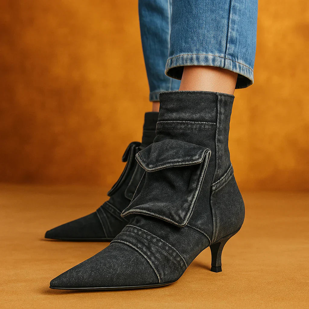 Vega - Bottines de design cargo en tissu denim