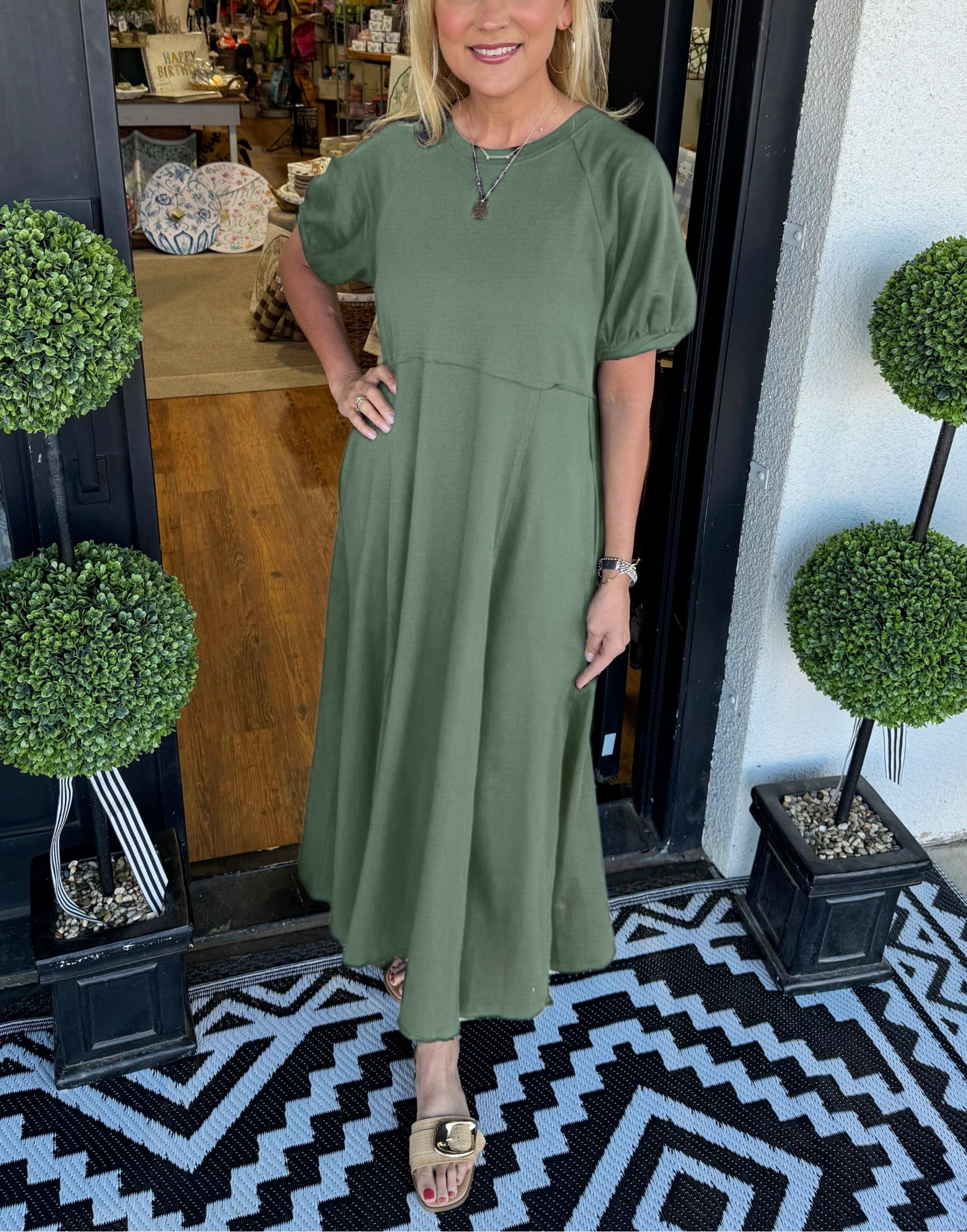 ODETTE | Robe Maxi à Manches Bouffantes pour une Grâce et un Confort Flatteurs