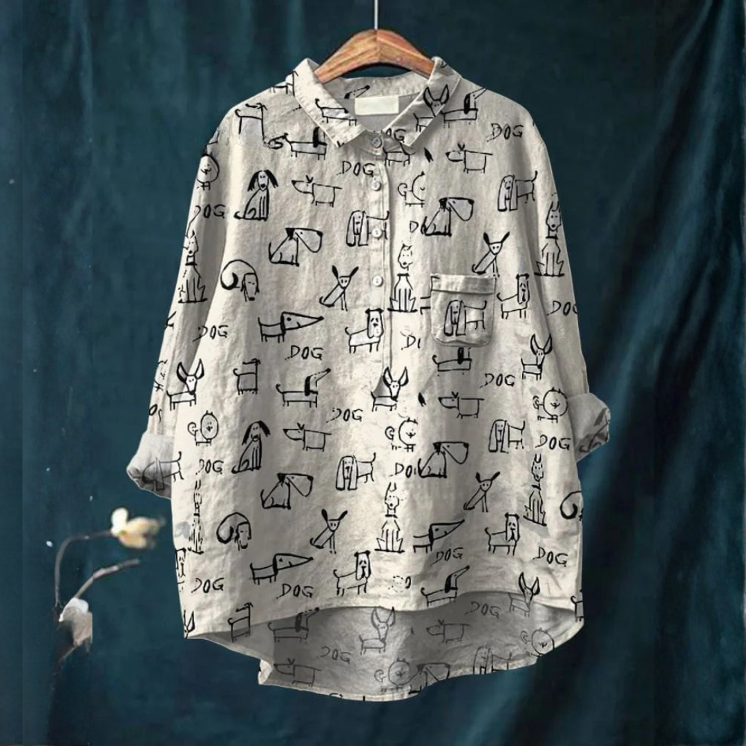 Clara™ | Blouse en Lin Intemporelle avec Motif