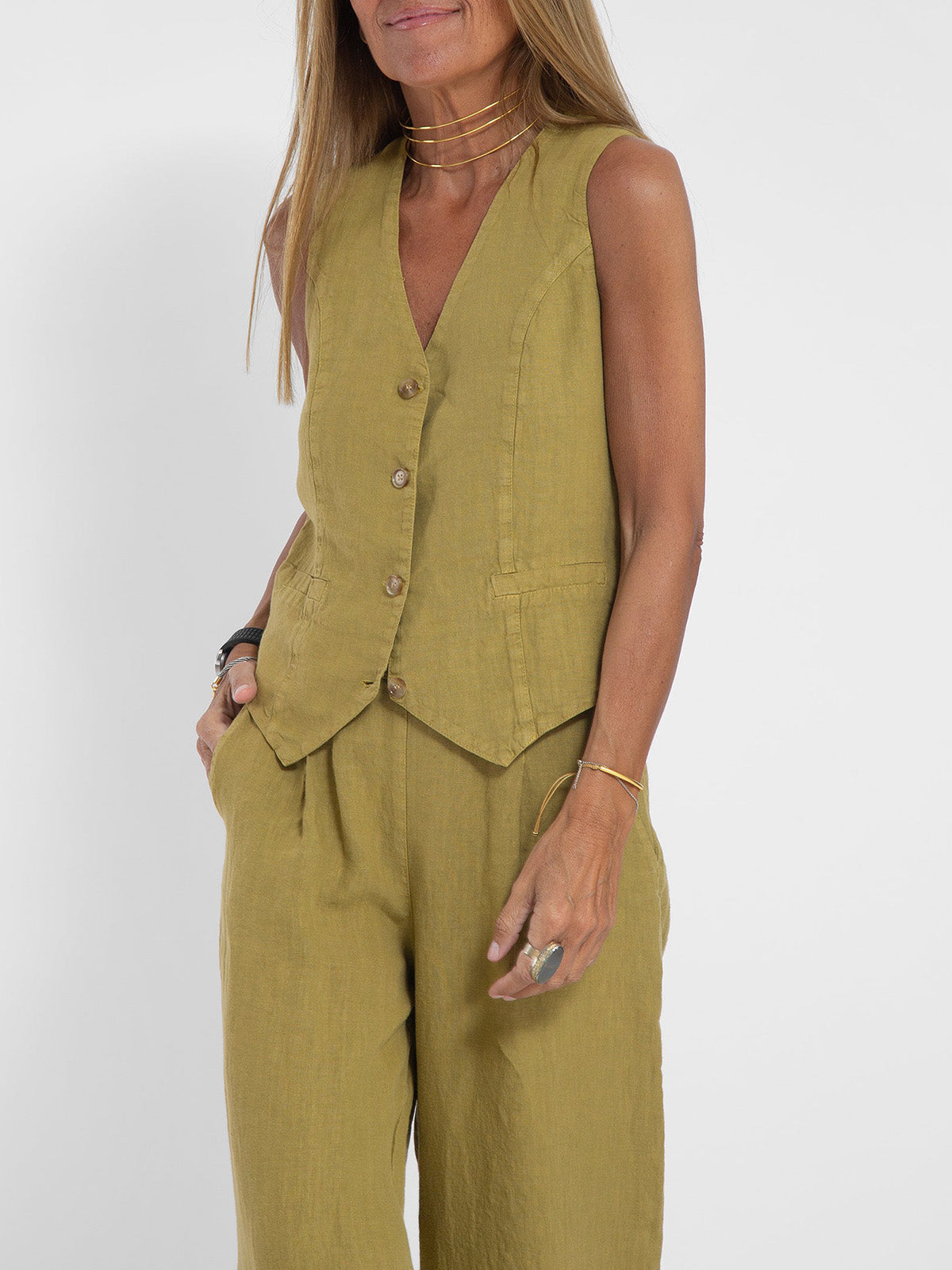 Aira – Ensemble élégant de deux pièces avec gilet et pantalon à jambes larges