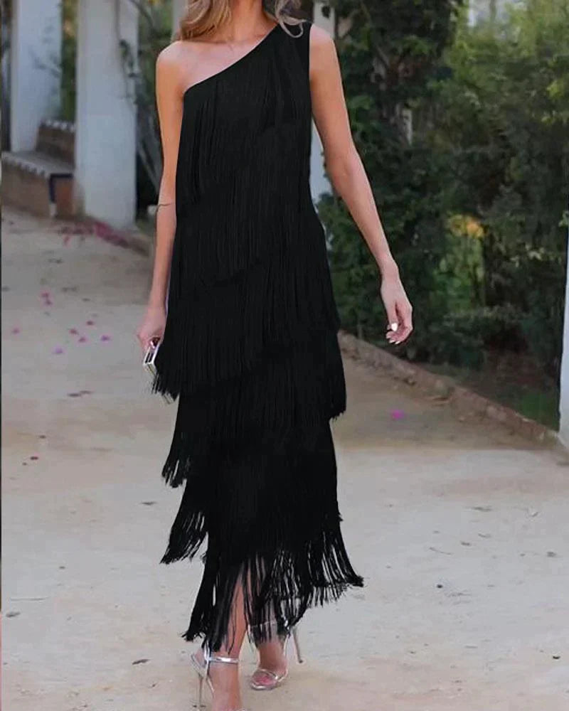 Lauren | Robe Élégante et Raffinée avec Franges