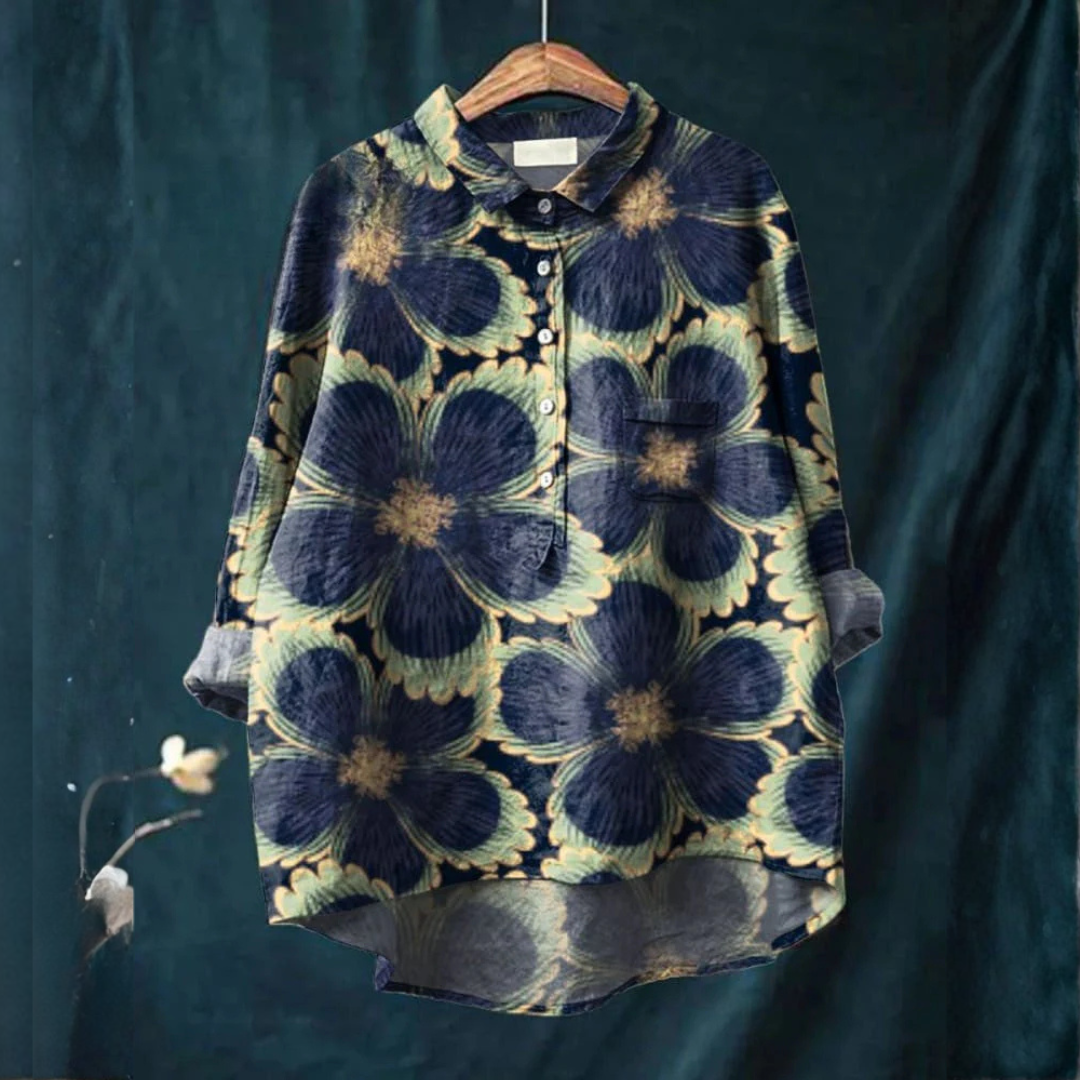 Soleil™ | Blouse en Lin Intemporelle avec Imprimé