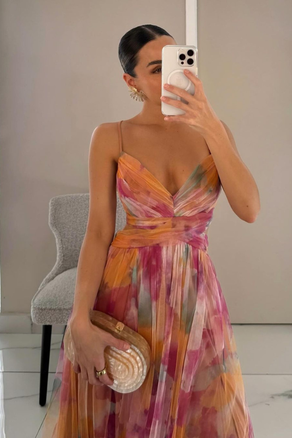 FLORELLA | Robe Maxi Bohème avec Imprimé Floral Romantique