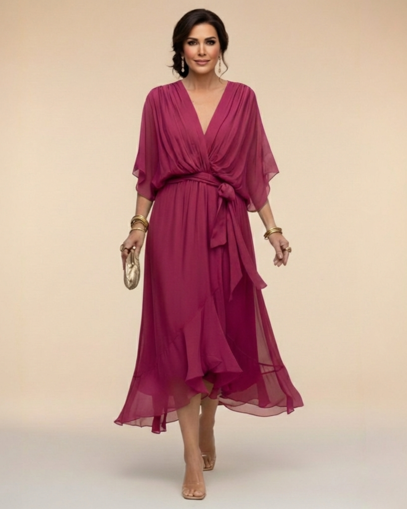 Julieta | Robe en chiffon décolleté en V