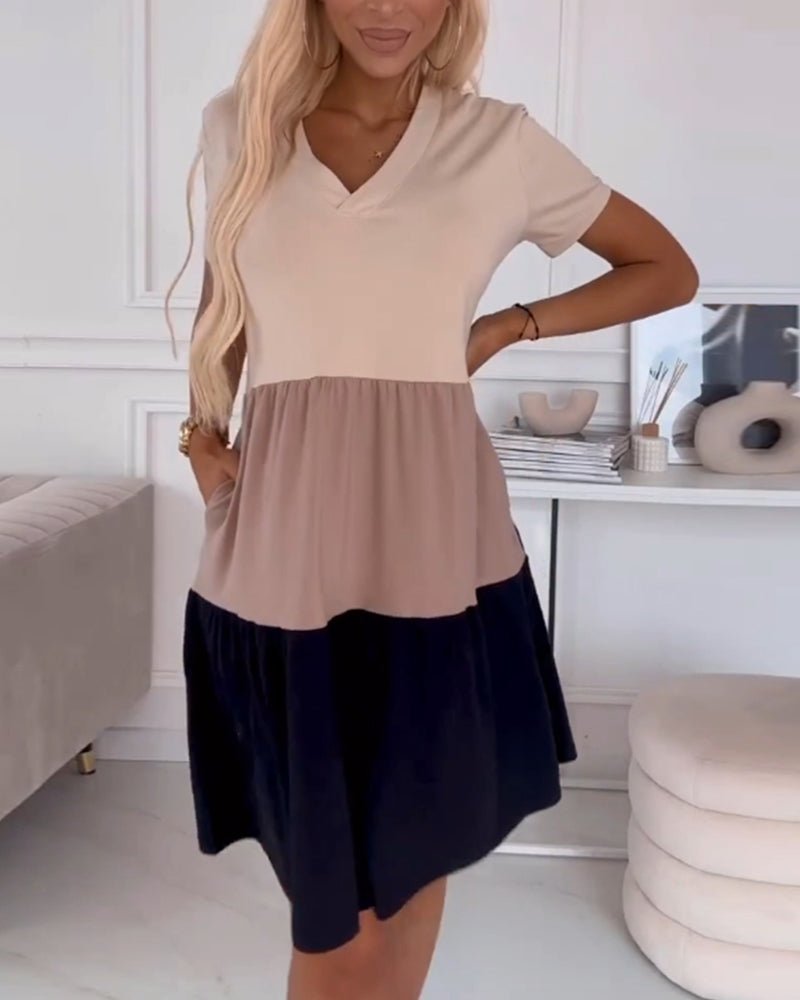 LILYA | Robe d'été décontractée à manches courtes et design color block