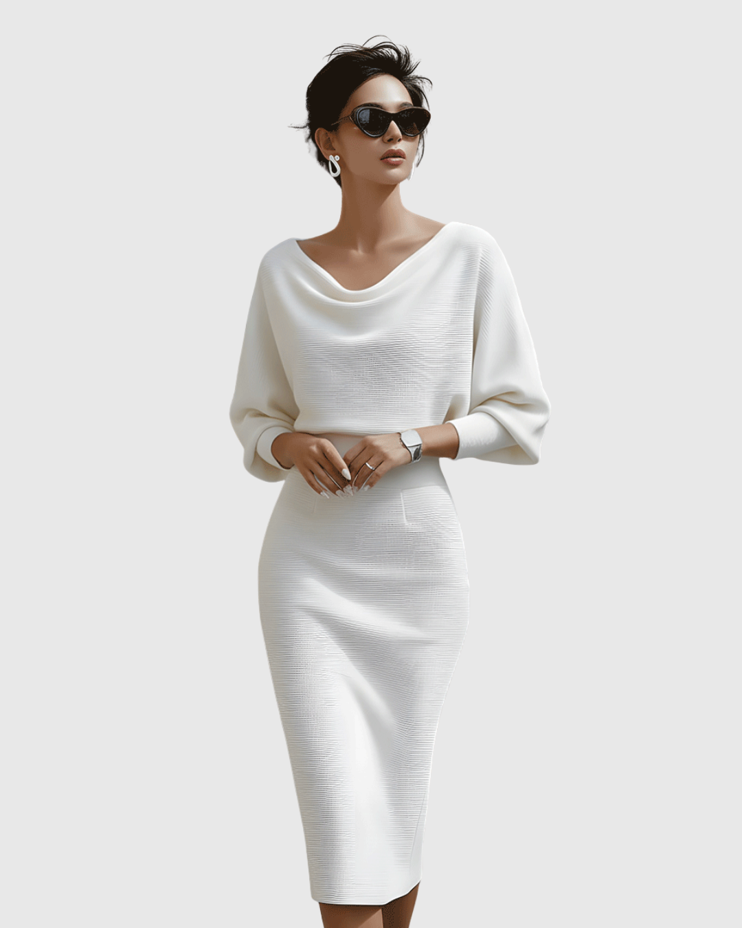 ISMERIA | Robe midi avec manches chauve-souris
