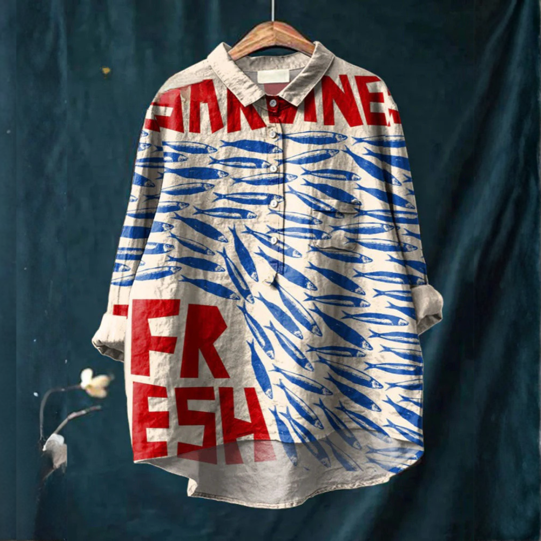 Mila™ | Chemise en Lin Intemporelle avec Motif