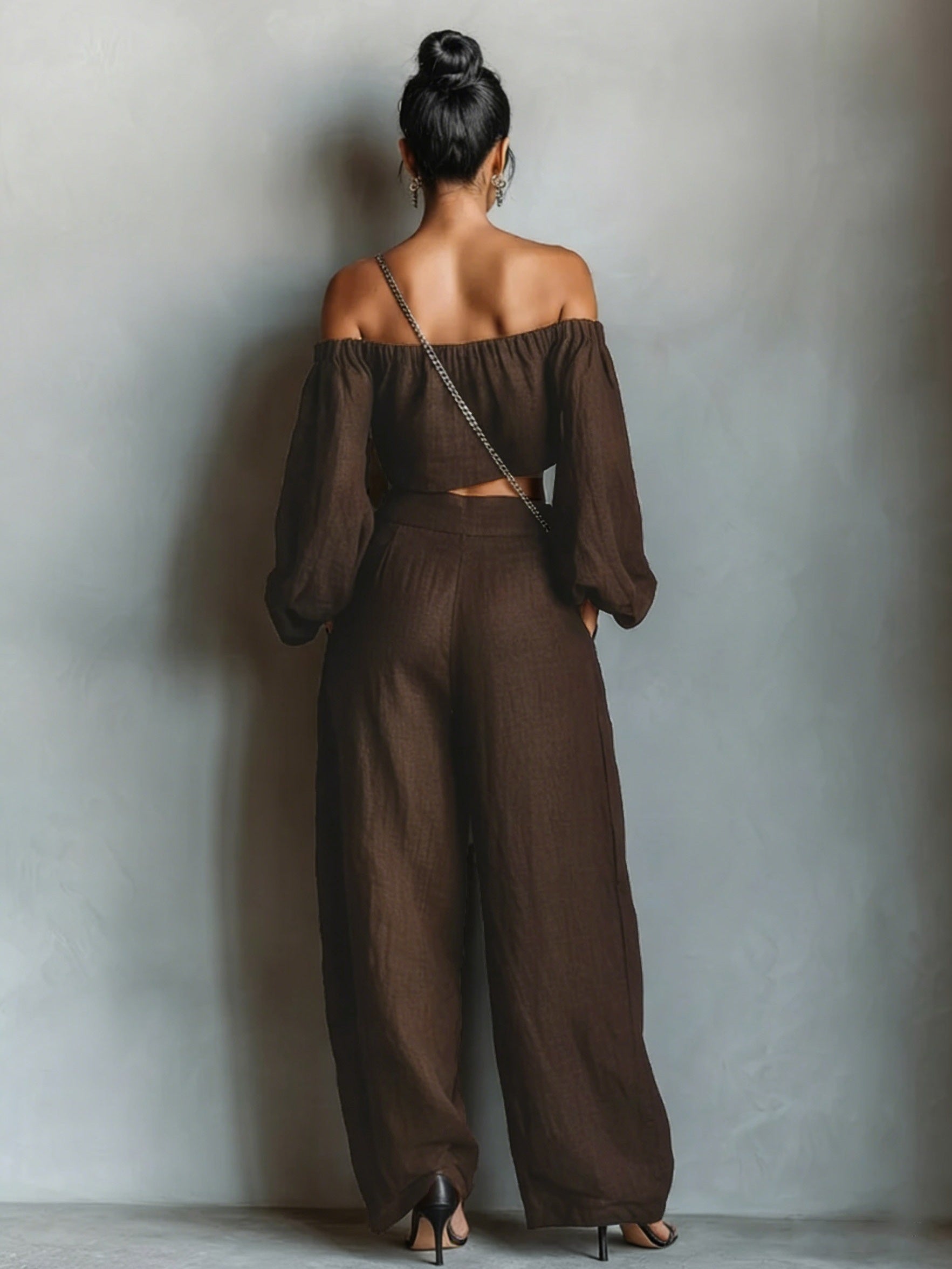 Tiana || Ensemble décolleté hors-épaule avec pantalon large