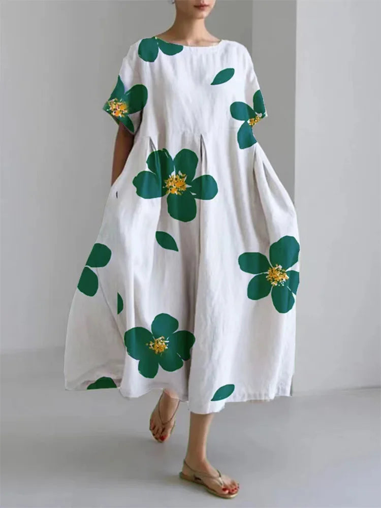 CATERINA | Robe d'été longue avec des fleurs vibrantes et un confort doux pour les jours ensoleillés