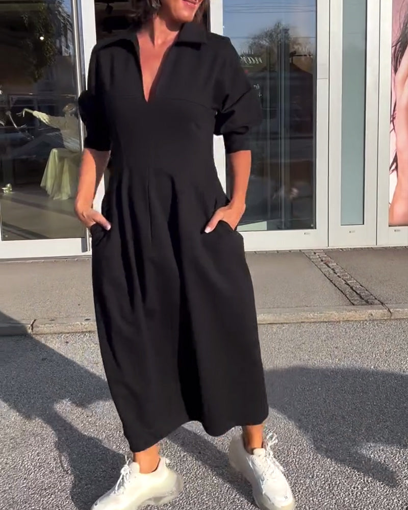 CATERINA | Robe Midi avec Ligne Élégante et Confort Maximum du Matin au Soir