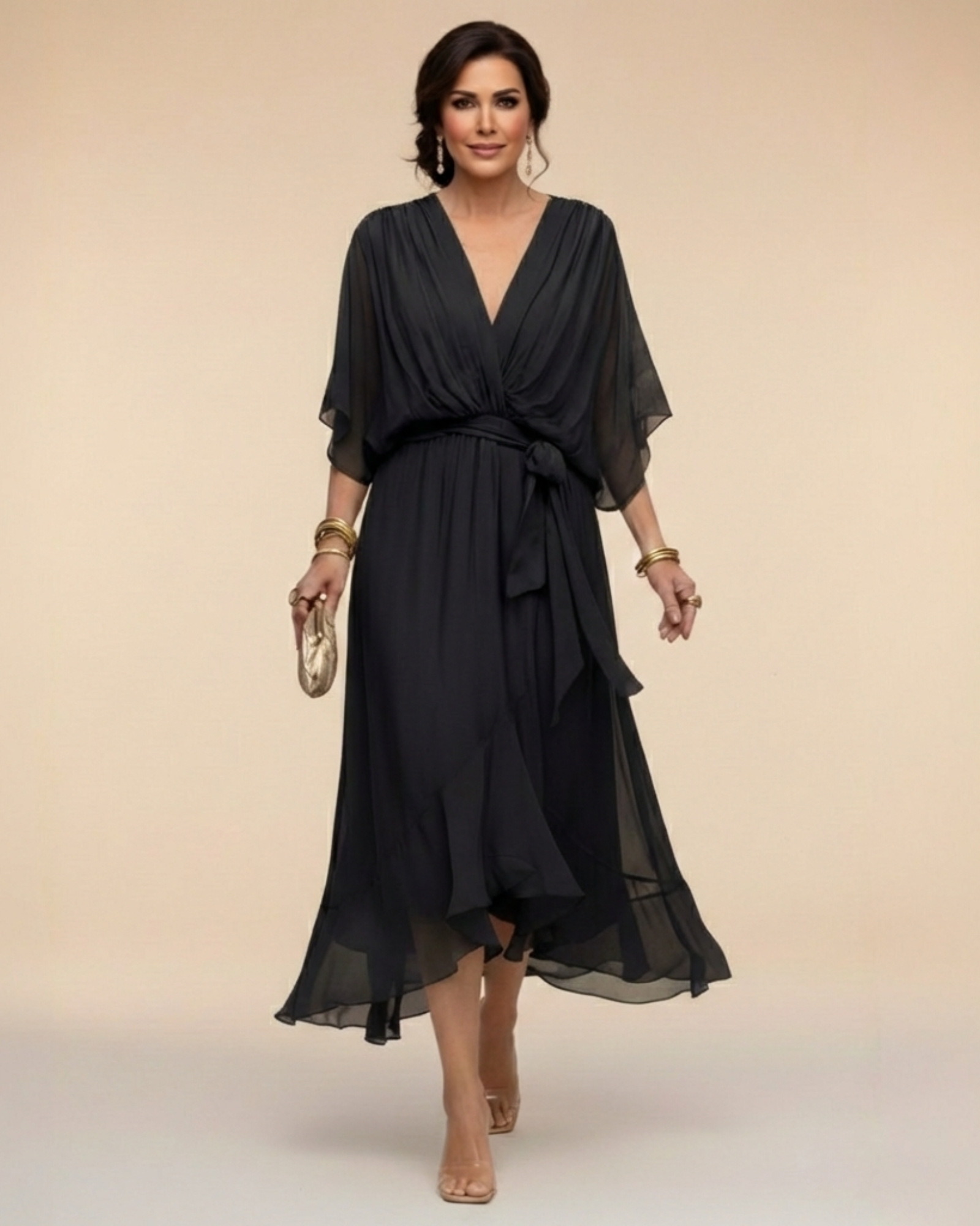 Julieta | Robe en chiffon décolleté en V