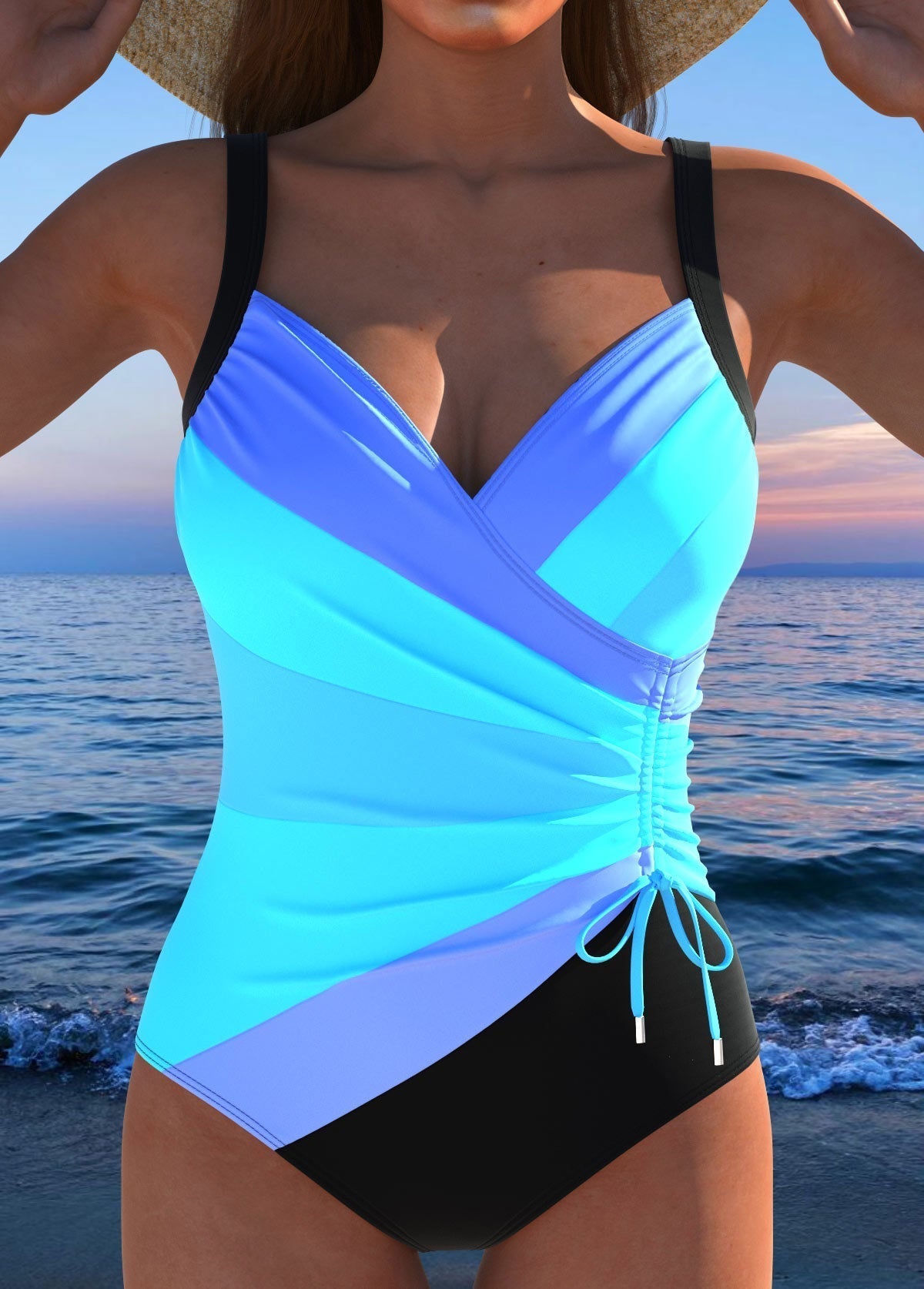 Mercedes™ | Maillot de bain de luxe à encolure croisée et imprimé multicolore