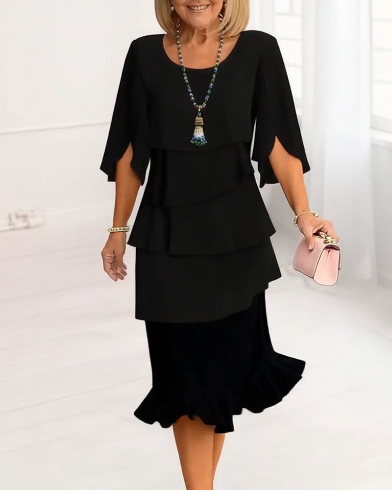Renata | Robe midi élégante avec des manches style volants