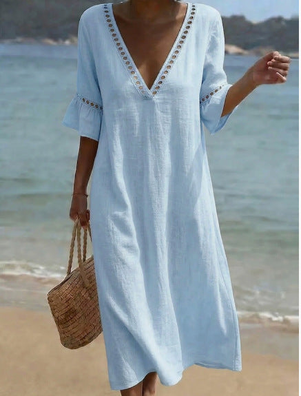 ELARA | Robe Maxi Aérée Confort Flatteur Style Côtier