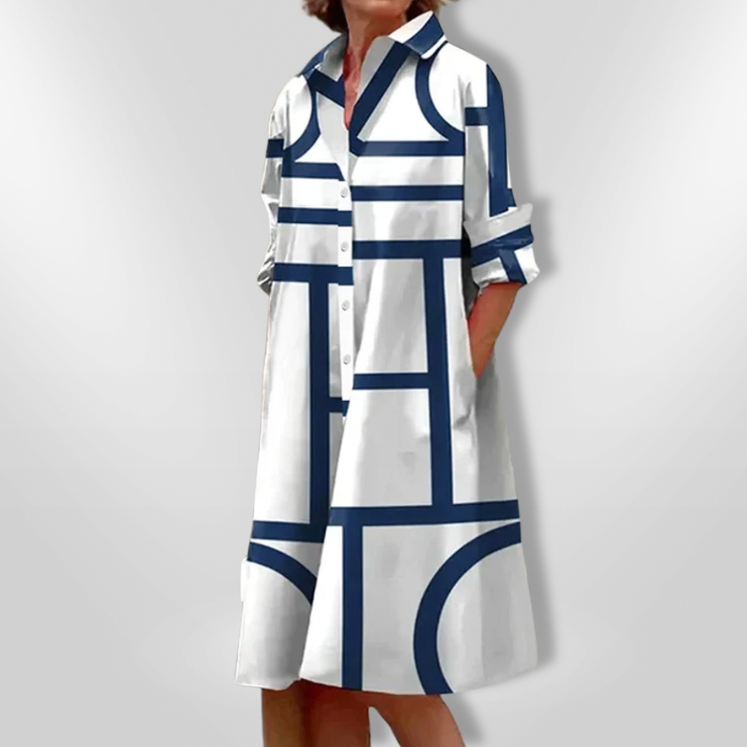 AURORA | Robe Midi avec Coupe Flatteuse et Imprimé Géométrique Moderne