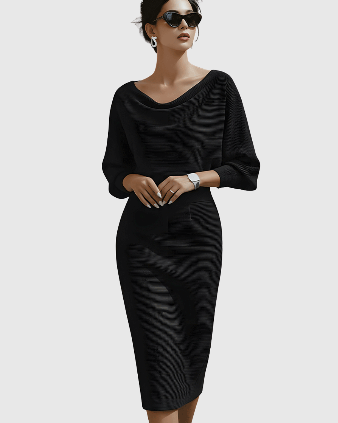 ISMERIA | Robe midi avec manches chauve-souris