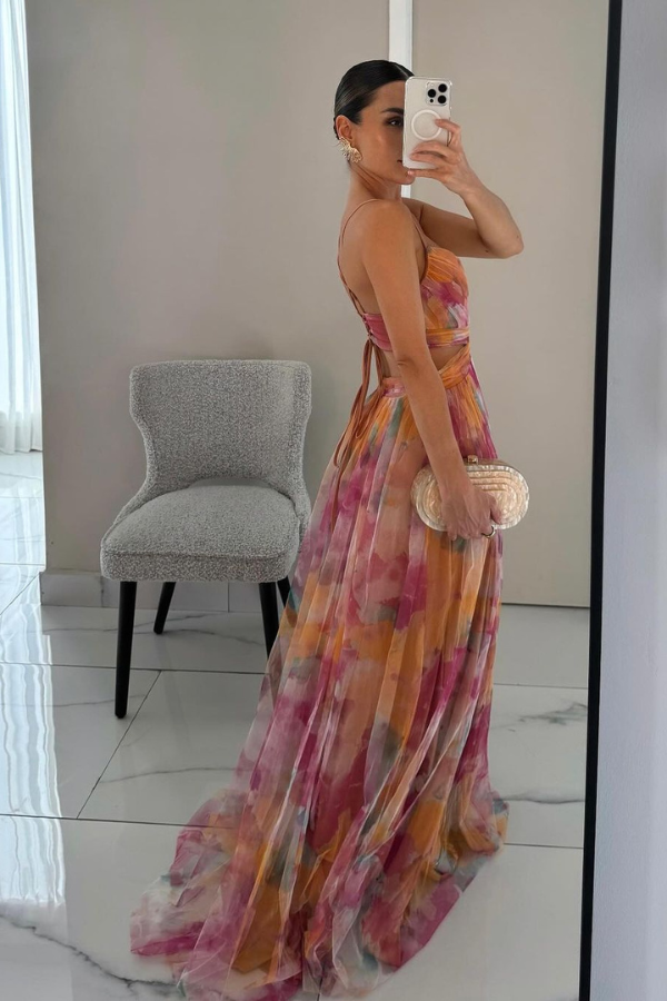 FLORELLA | Robe Maxi Bohème avec Imprimé Floral Romantique
