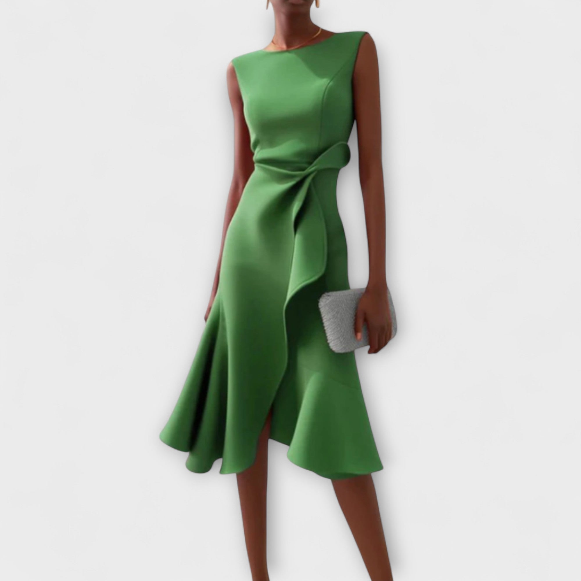 Juliette – Robe Midi Asymétrique avec Drapé