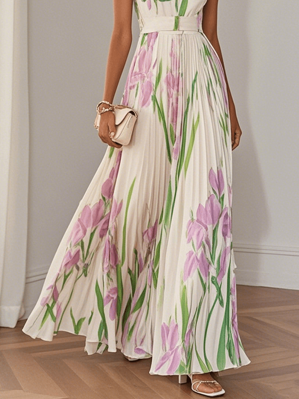 Yara™ | Robe maxi plissée en chiffon