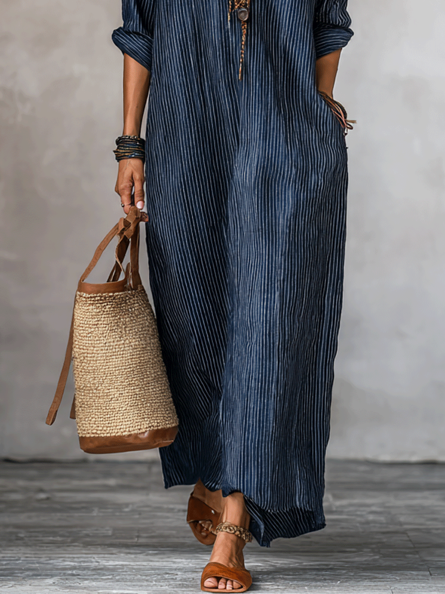 Robe maxi ample indigo de style nomade