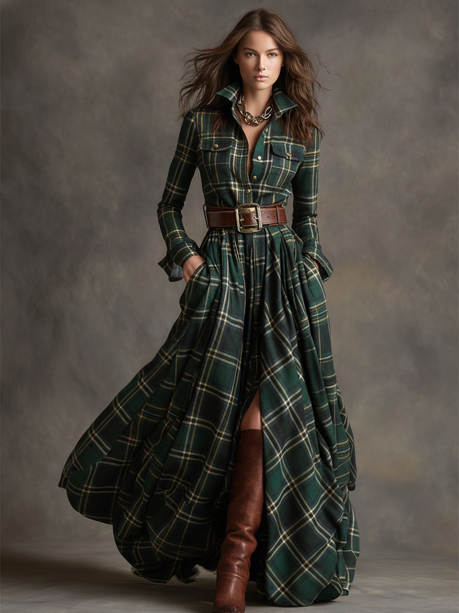 Giulietta - Robe Chemise Maxi avec Motif À Carreaux
