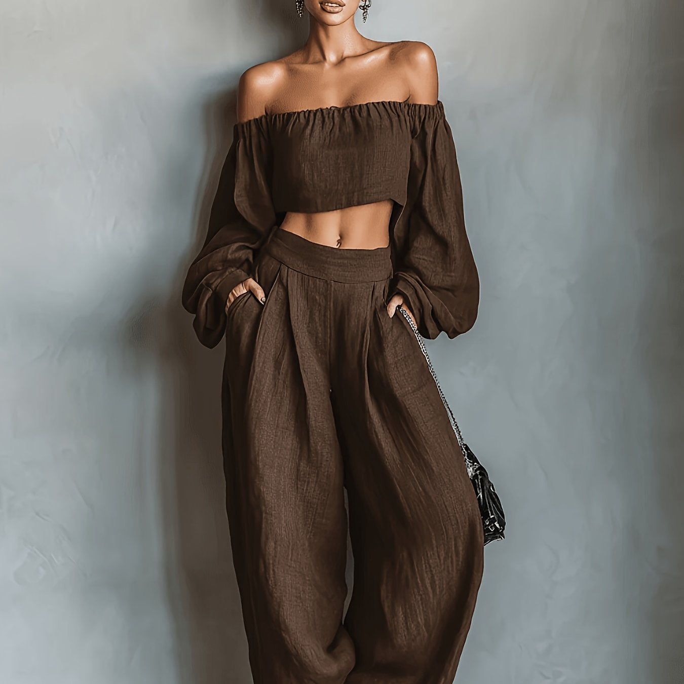 Tiana || Ensemble décolleté hors-épaule avec pantalon large