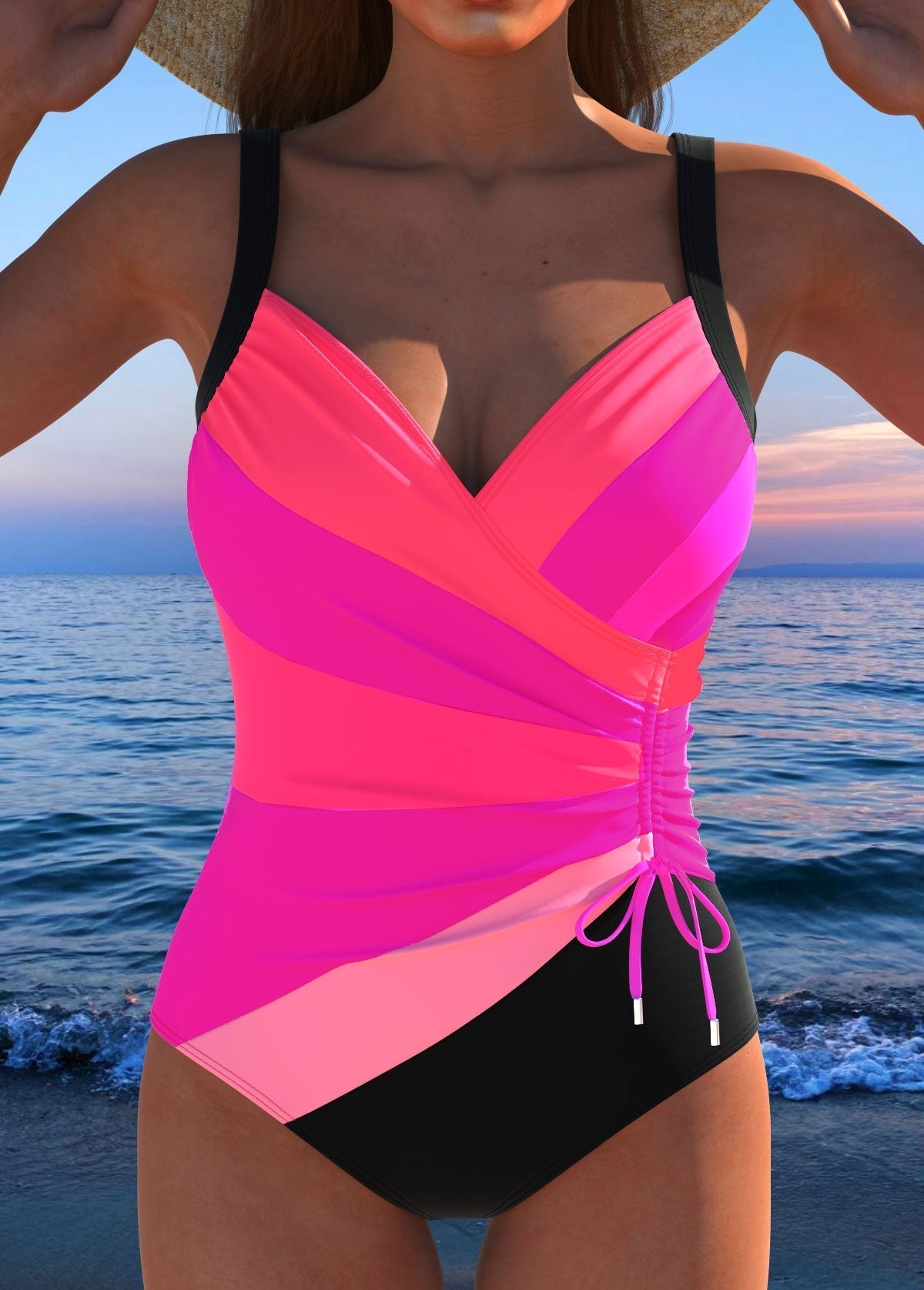Mercedes™ | Maillot de bain de luxe à encolure croisée et imprimé multicolore