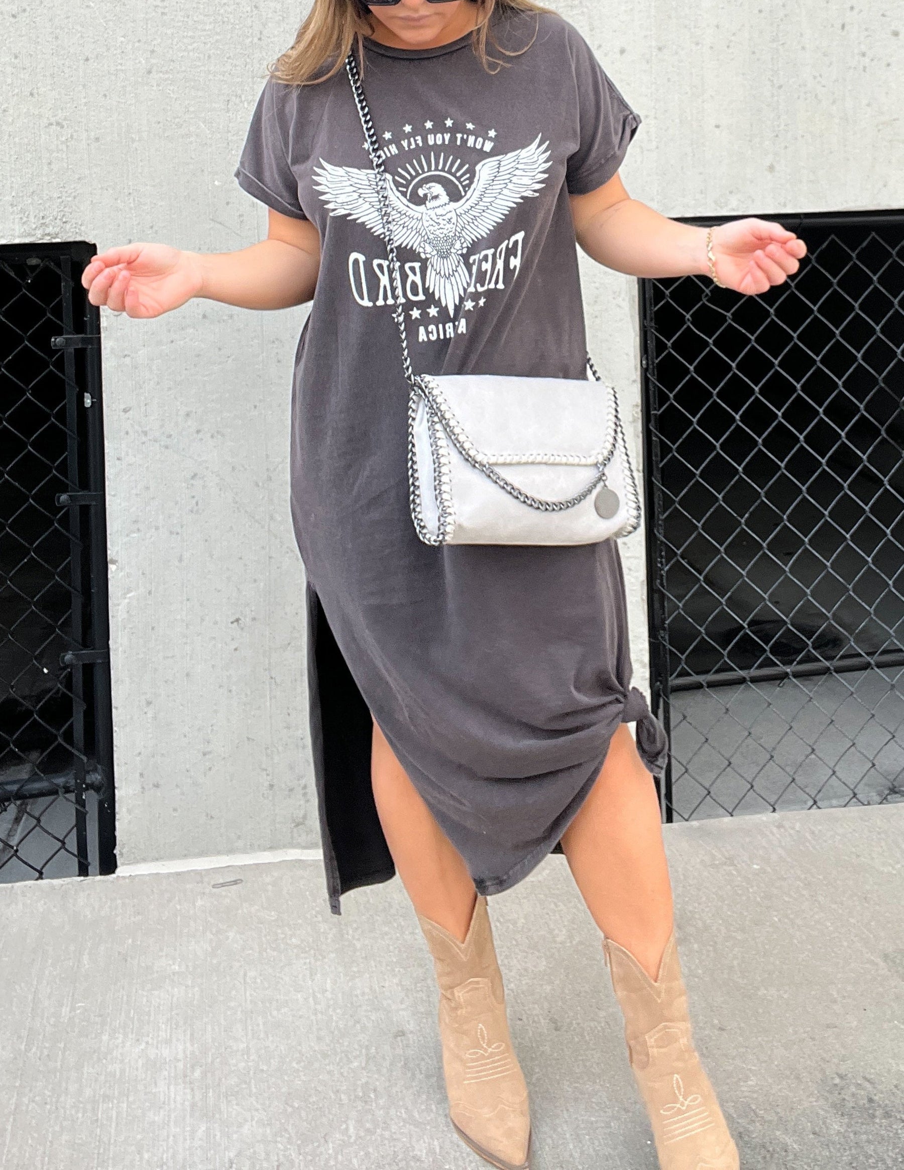 Robe Midi avec Imprimé Oiseau