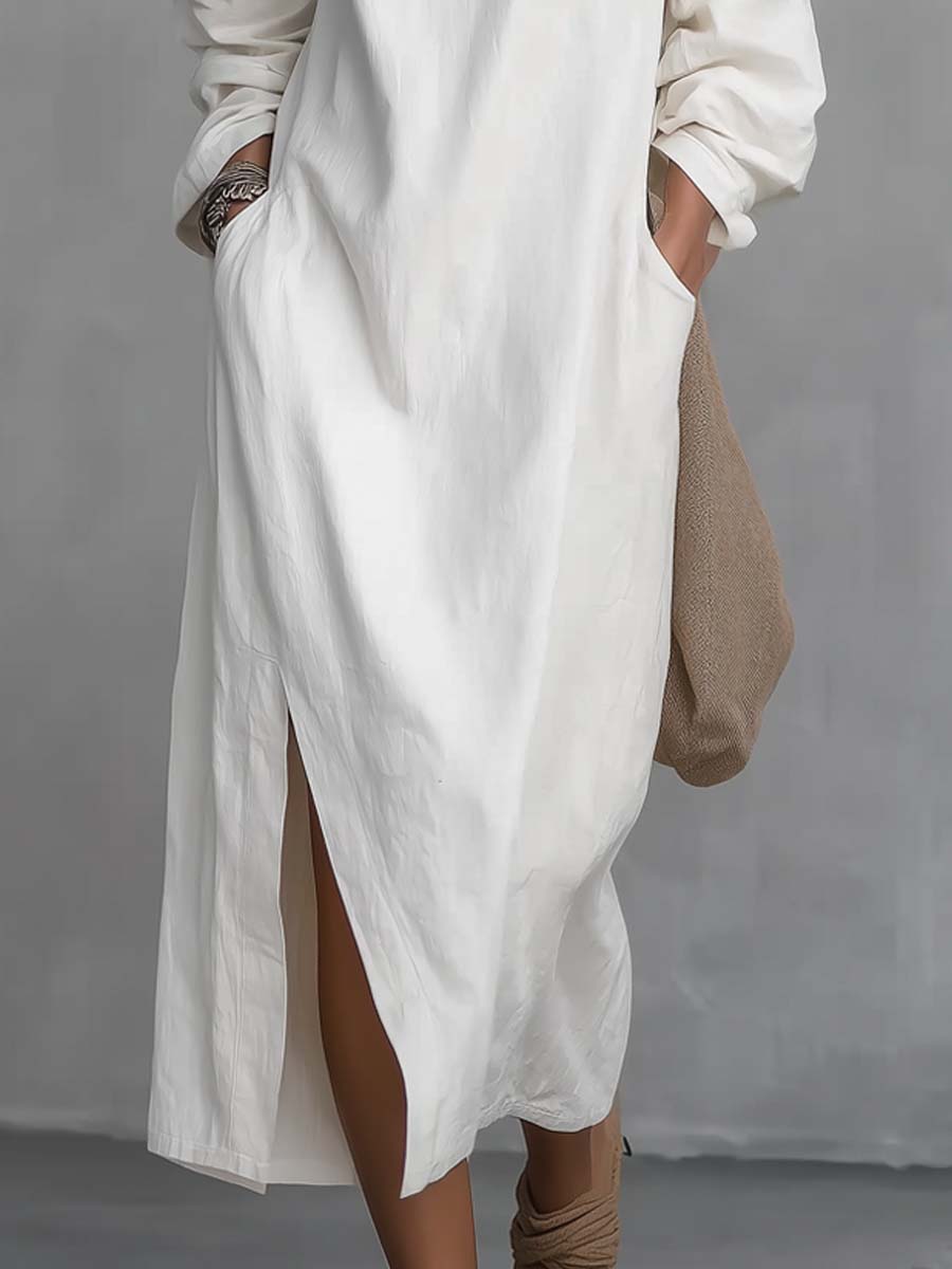 Robe midi ample à une épaule avec fente