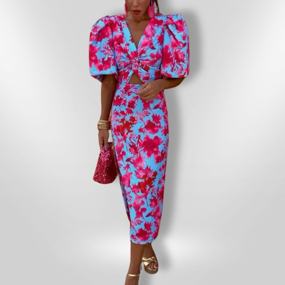 Noor™ | Robe Mi-Longue à Manches Bouffantes