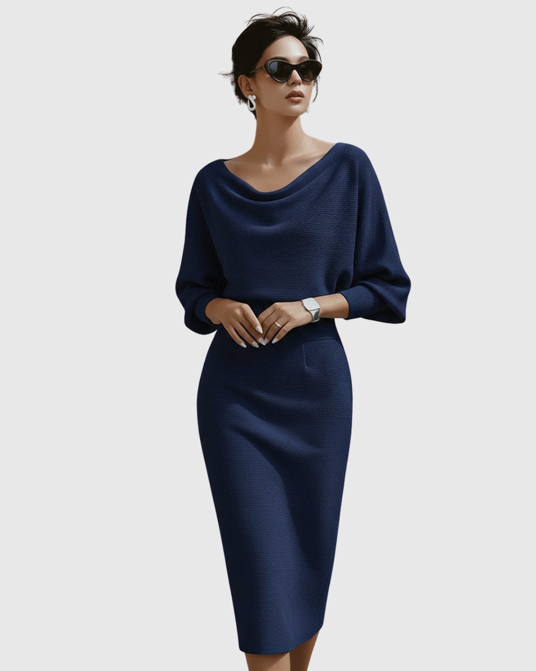 ISMERIA | Robe midi avec manches chauve-souris