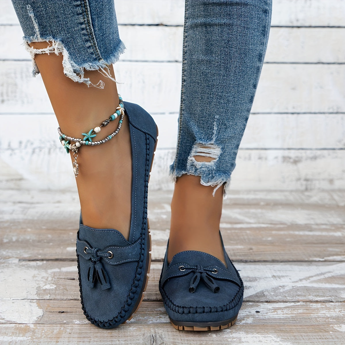 Bella - Mocassins classiques avec détail de pompons