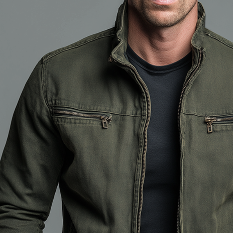 CARLOS | Veste Vintage en Coton avec Fermeture Éclair