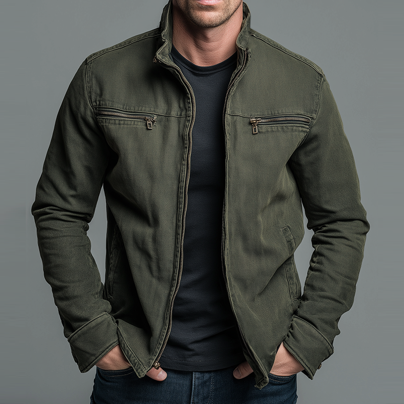 CARLOS | Veste Vintage en Coton avec Fermeture Éclair