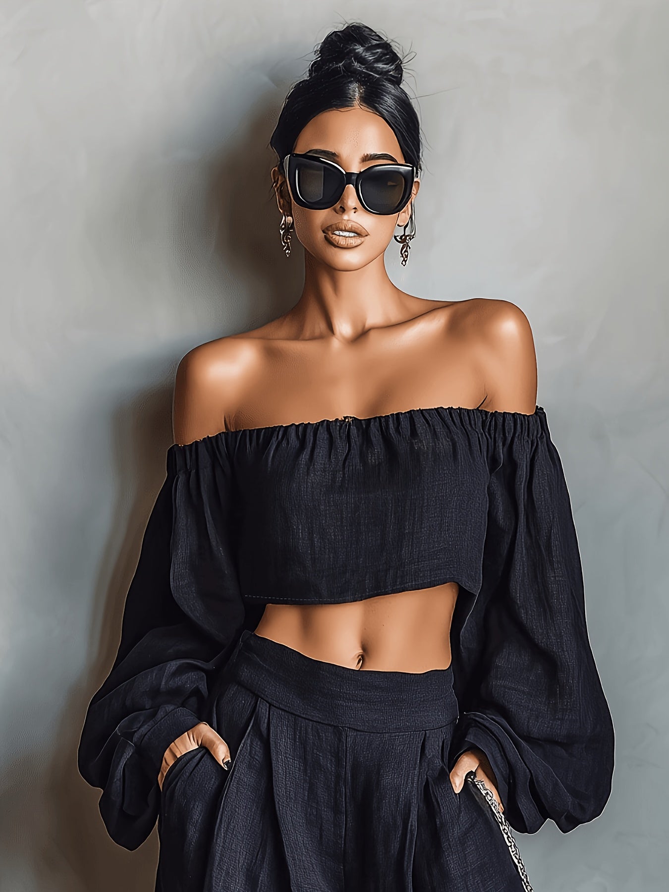 Tiana || Ensemble décolleté hors-épaule avec pantalon large