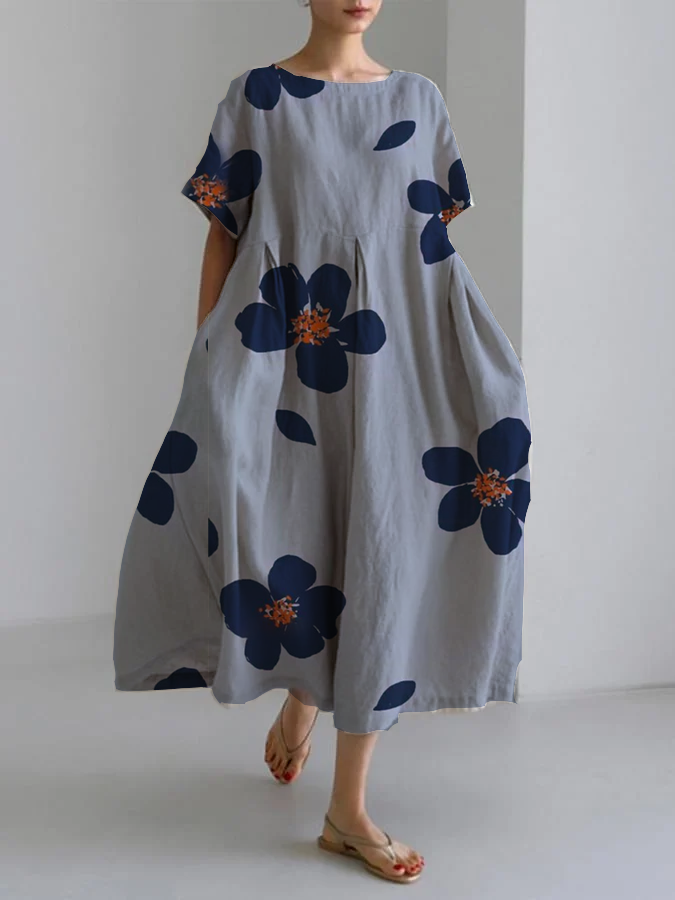 RAFFAELLA | Robe Florale Longue avec Coupe Détendue et Détails Élégants pour des Jours Chics