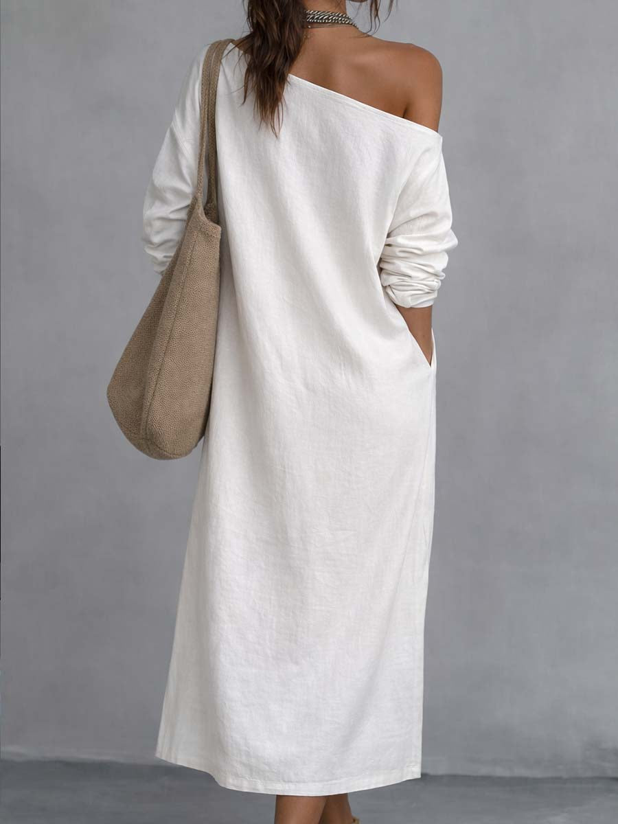 Robe midi ample à une épaule avec fente