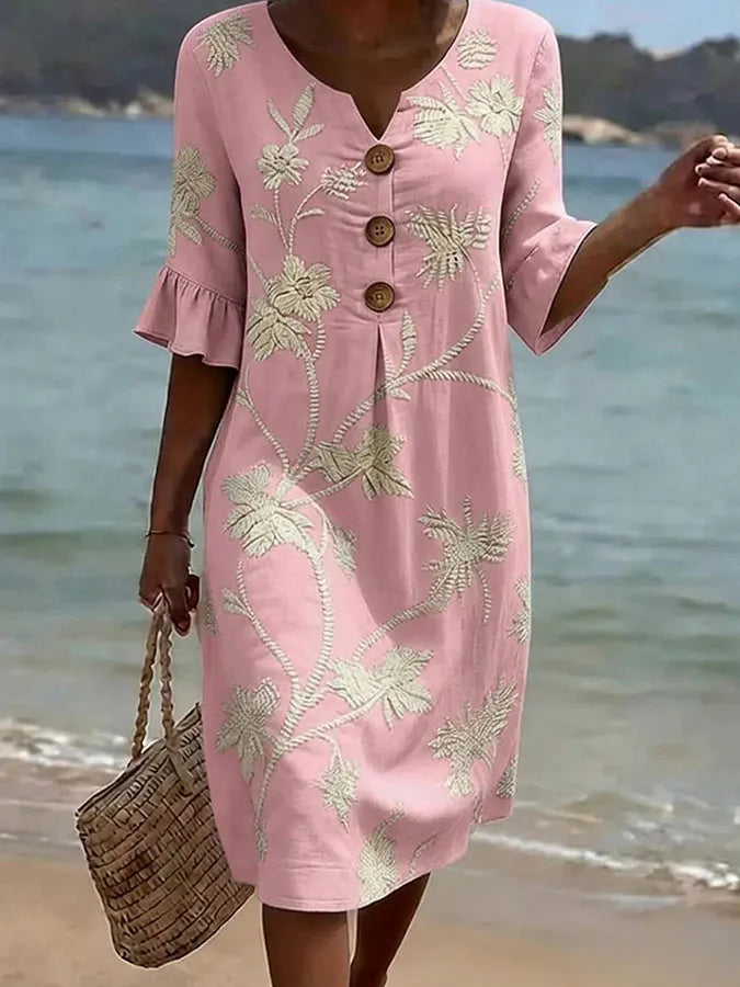 Robe décontractée pour femme avec motif floral.