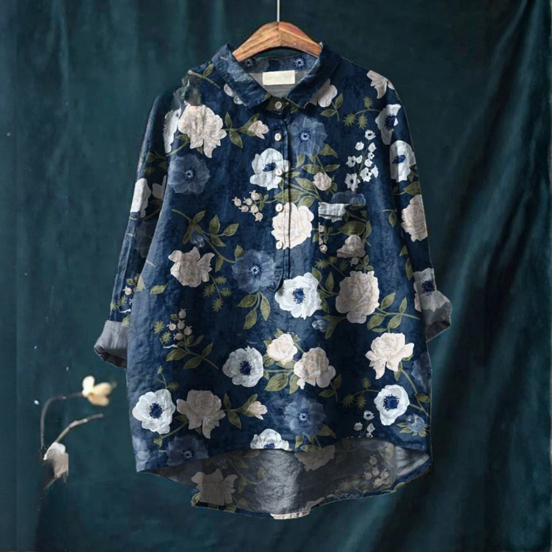 Lucia™ | Blouse en Lin Intemporelle avec Imprimé