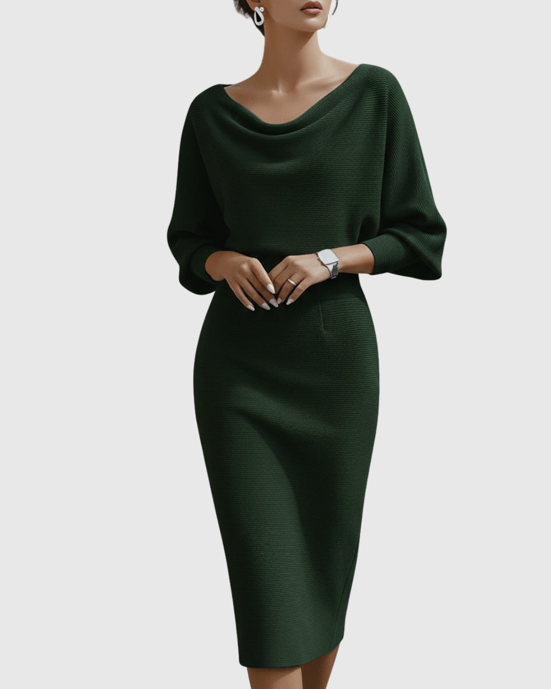 ISMERIA | Robe midi avec manches chauve-souris
