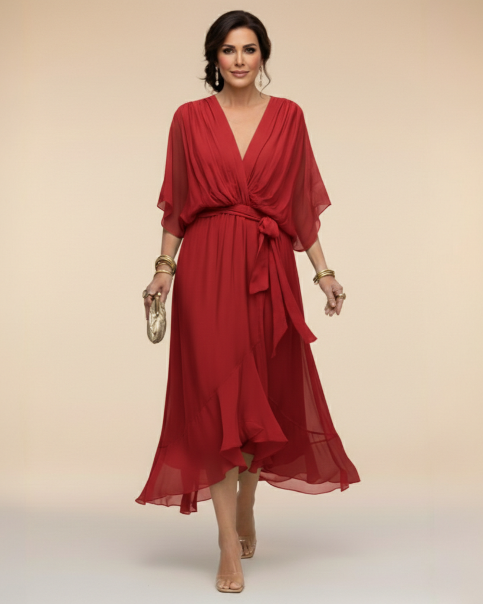 Julieta | Robe en chiffon décolleté en V