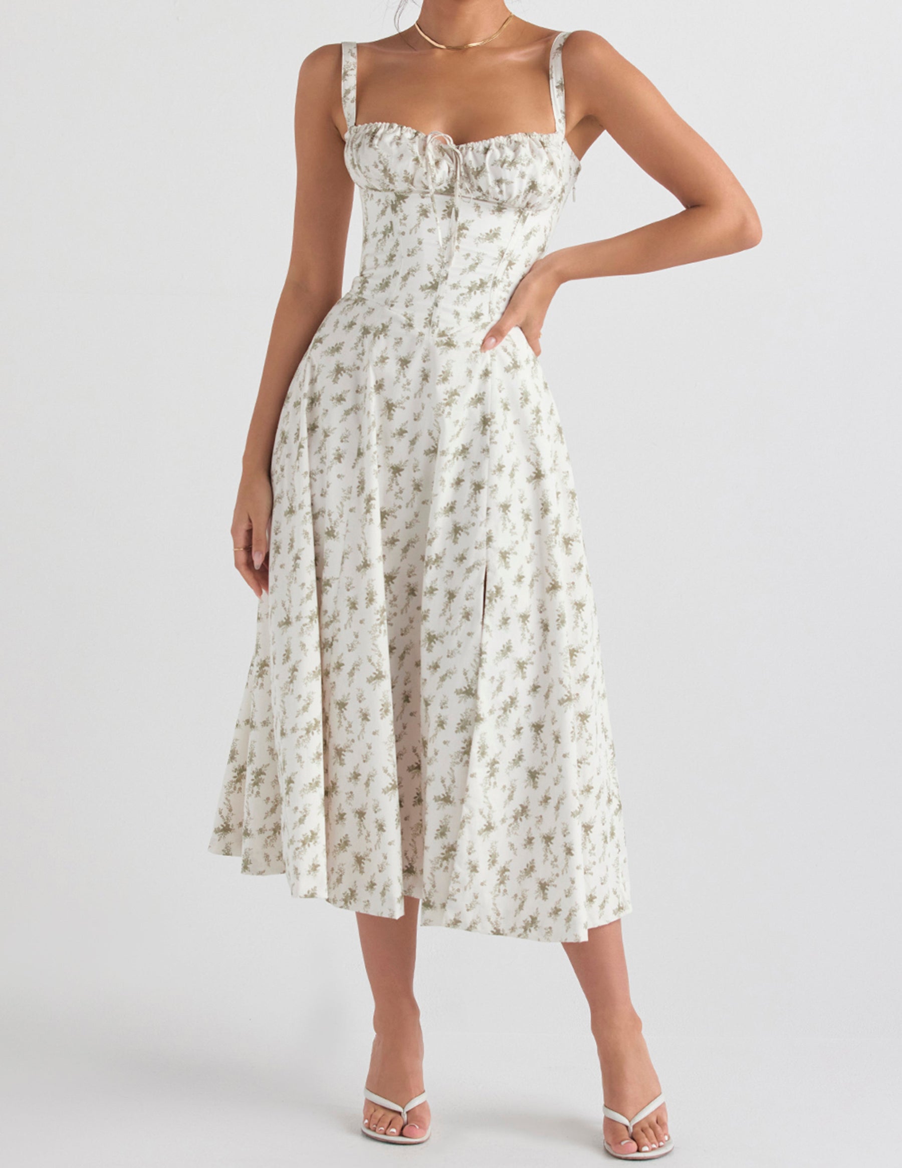 Robe Chemise Zigzag avec Imprimé de Roses