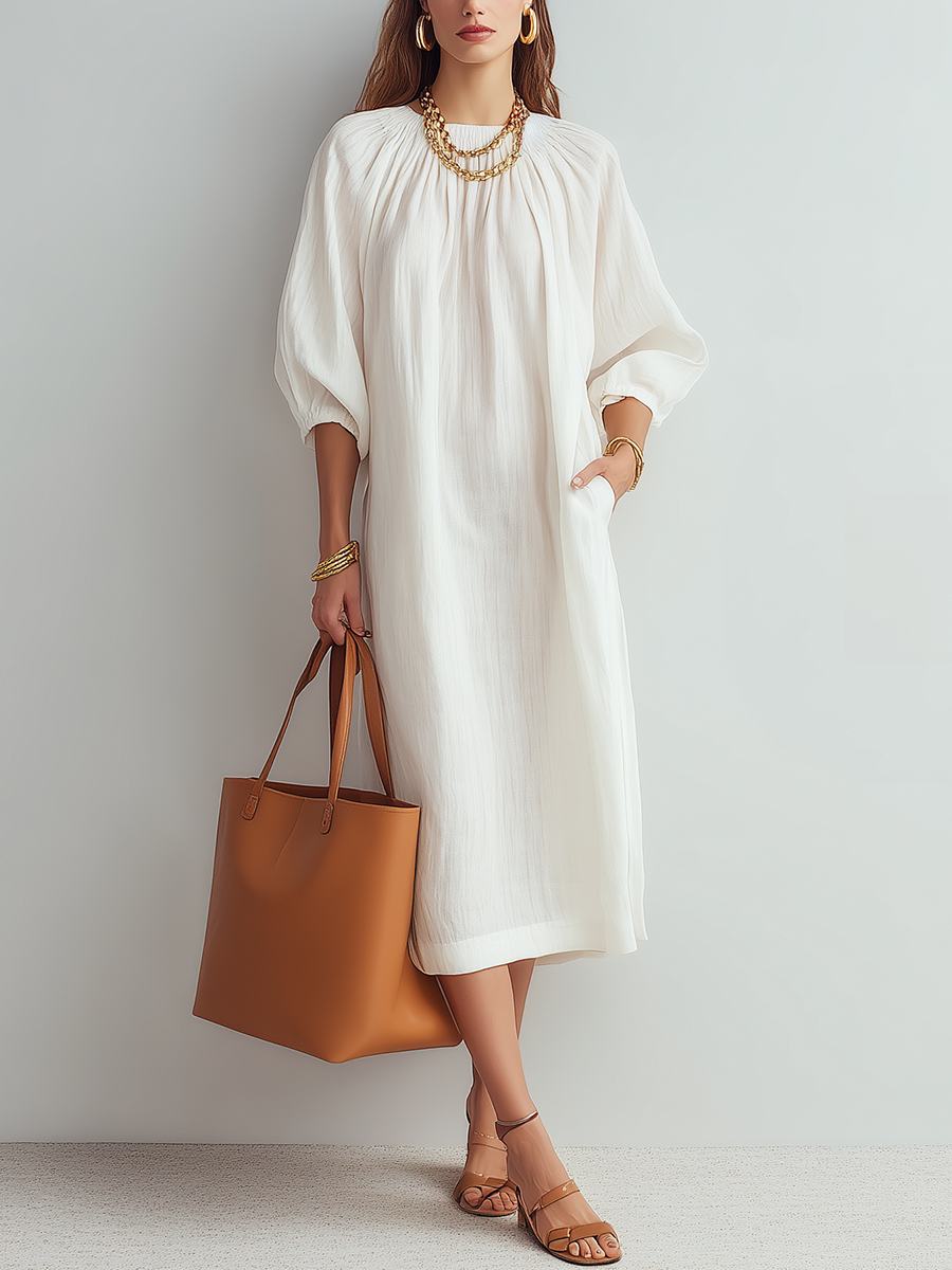 Robe midi crème à coupe décontractée