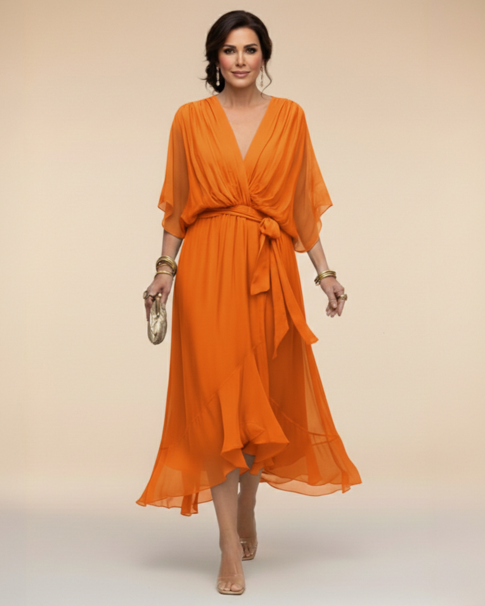 Julieta | Robe en chiffon décolleté en V